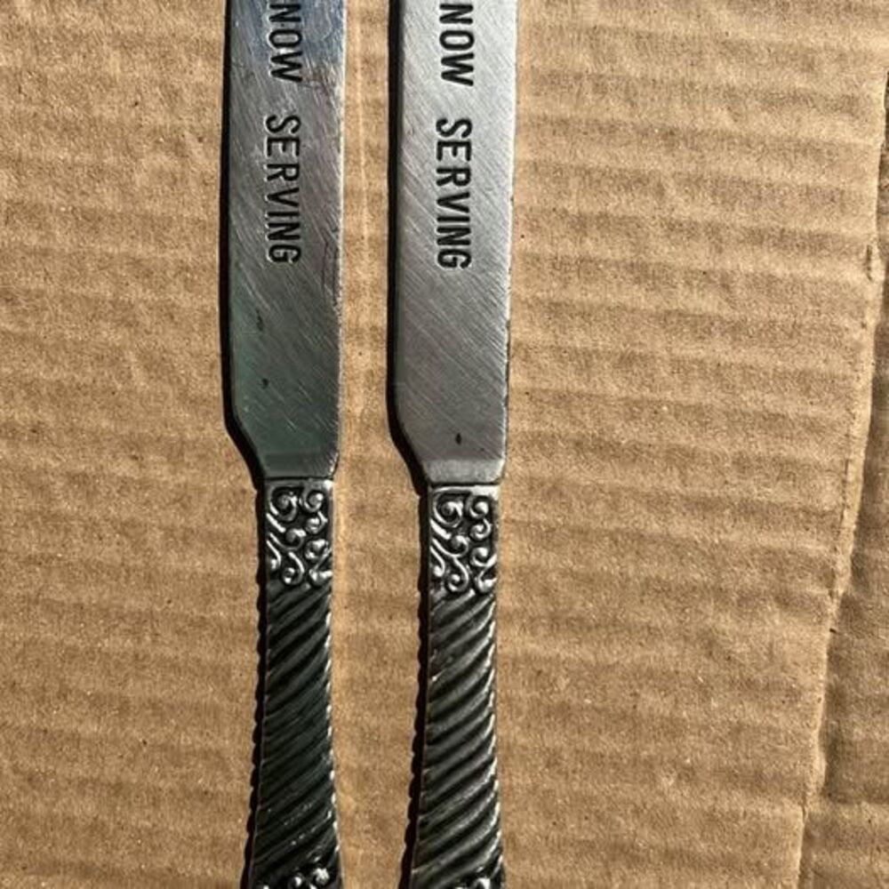 Set of 2 'Now Serving' Butter Knives